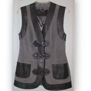 HAYDEN HARNETT Black Gray Suede Leather Vest XS